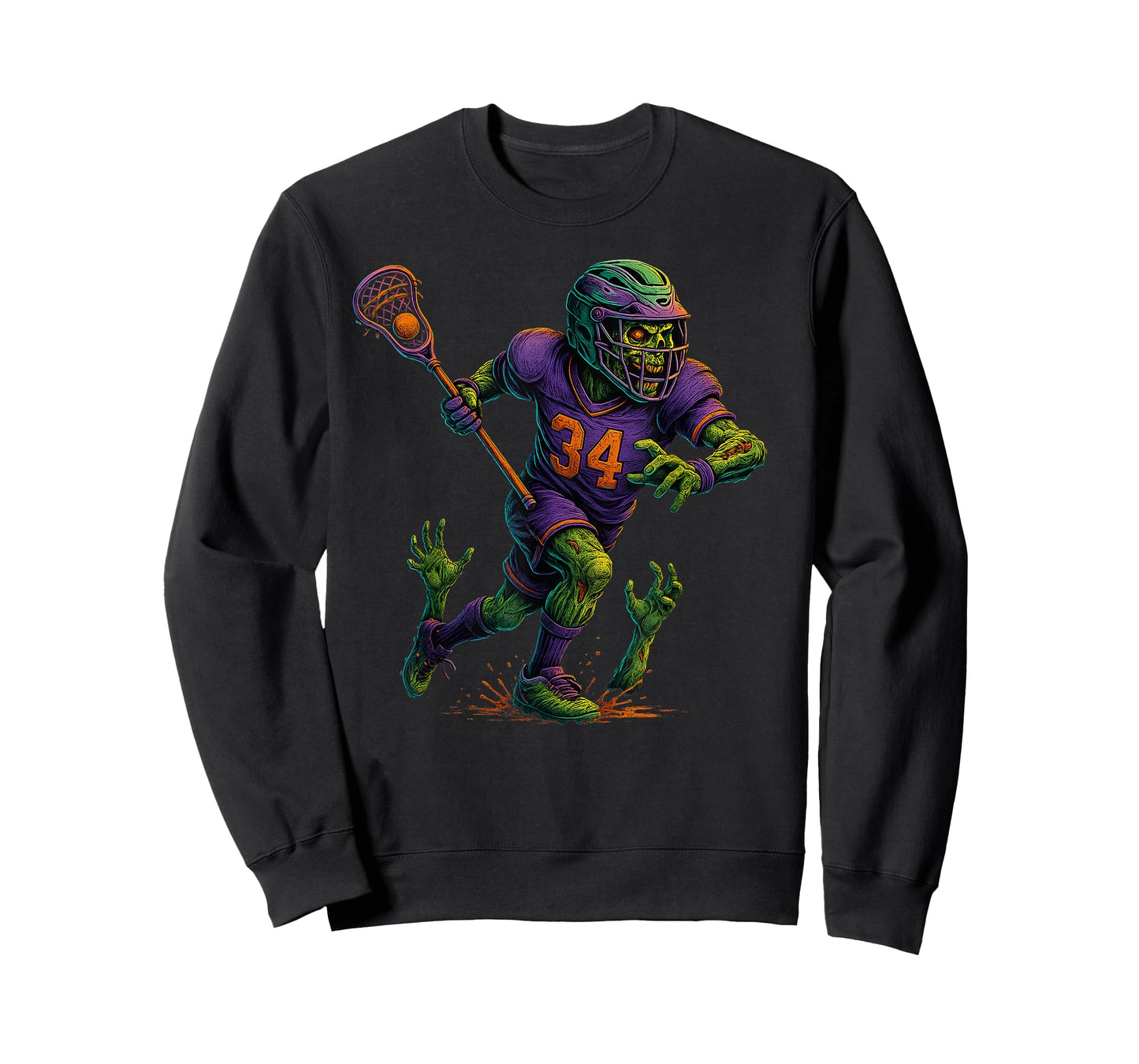 Zombie Halloween Lacrosse Player Design T-Shirt