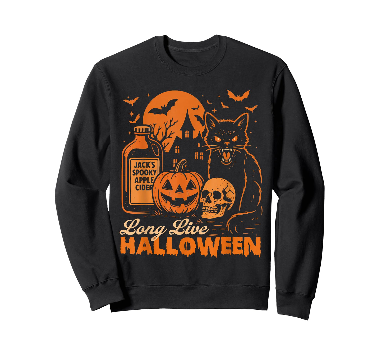Long Live Halloween - Spooky Black Cat Halloween Costume T-Shirt