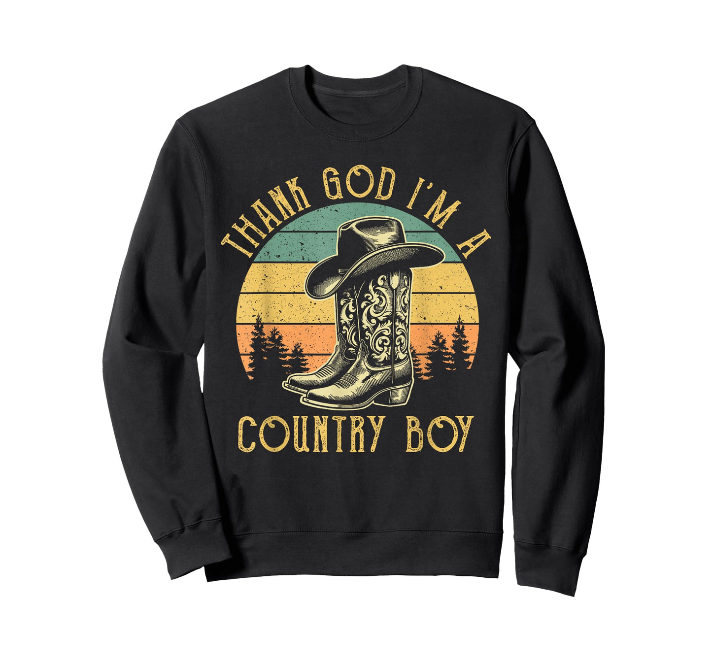 Thank God I'm A Country Music Boy Cowboy Western Retro T-Shirt