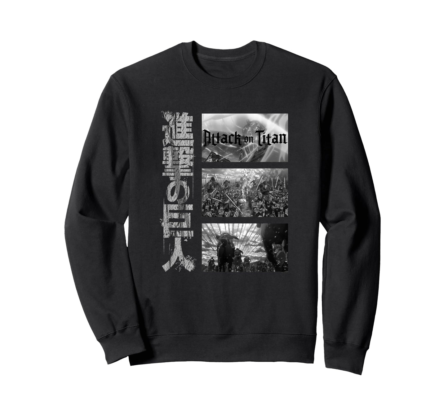 Attack on Titan Season 3 Three Scenes with Kanji Anime T-Shirt