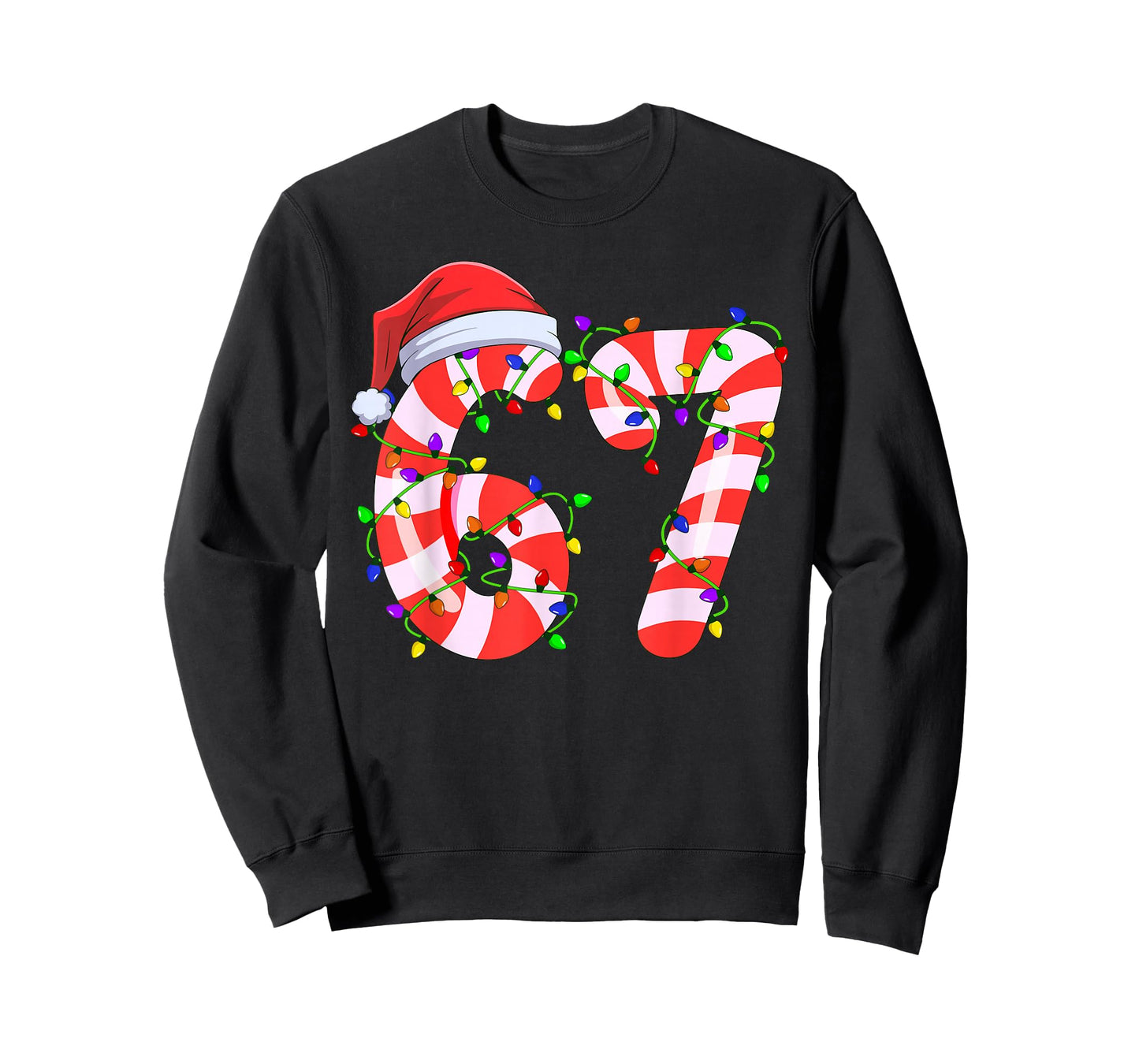 Viral 67 Candy Canes Santa Light Holiday Kids Humor T-Shirt