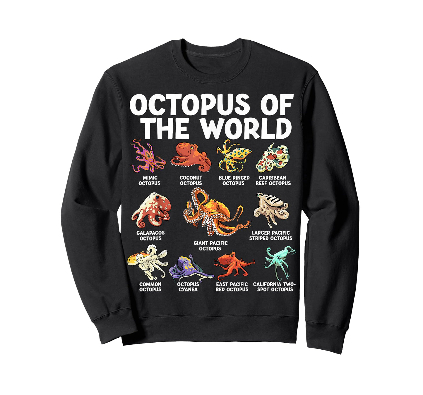 Octopus Of The World Kawaii Types Of Octopus Sea Animal T-Shirt