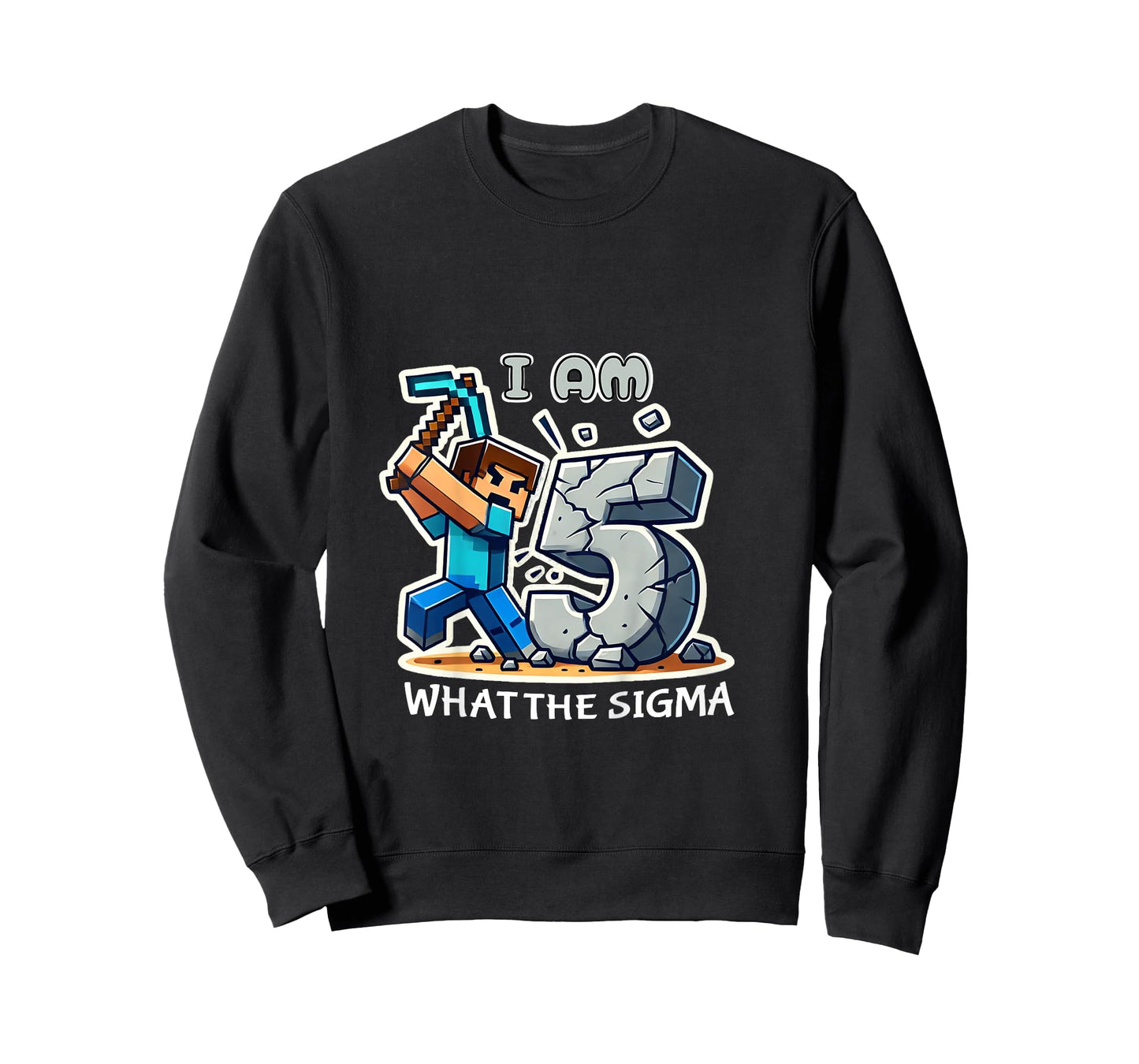 Kids 5 Years Old Sigma Pixel Art Mining Gamer Style T-Shirt