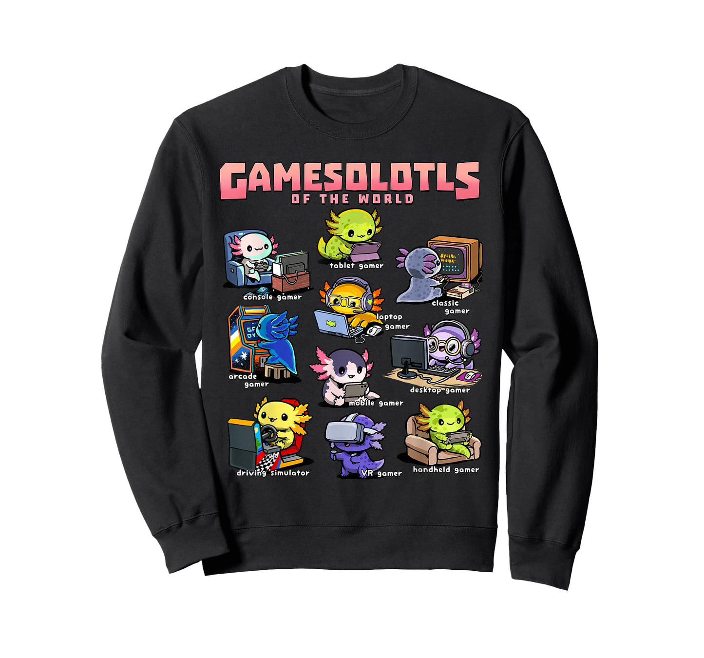 Gamesolotls of the World - Diverse Gamer Axolotl Collection T-Shirt
