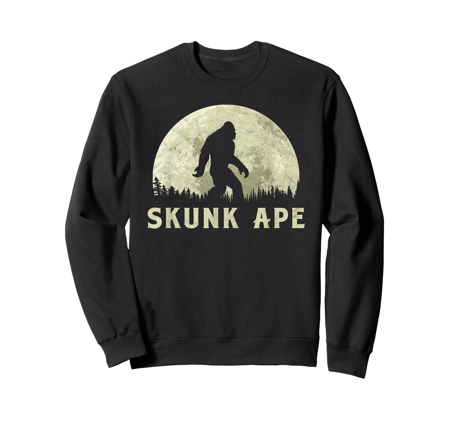 Skunk Ape! Bigfoot Moon Silhouette Retro T-Shirt - Believe! T-Shirt