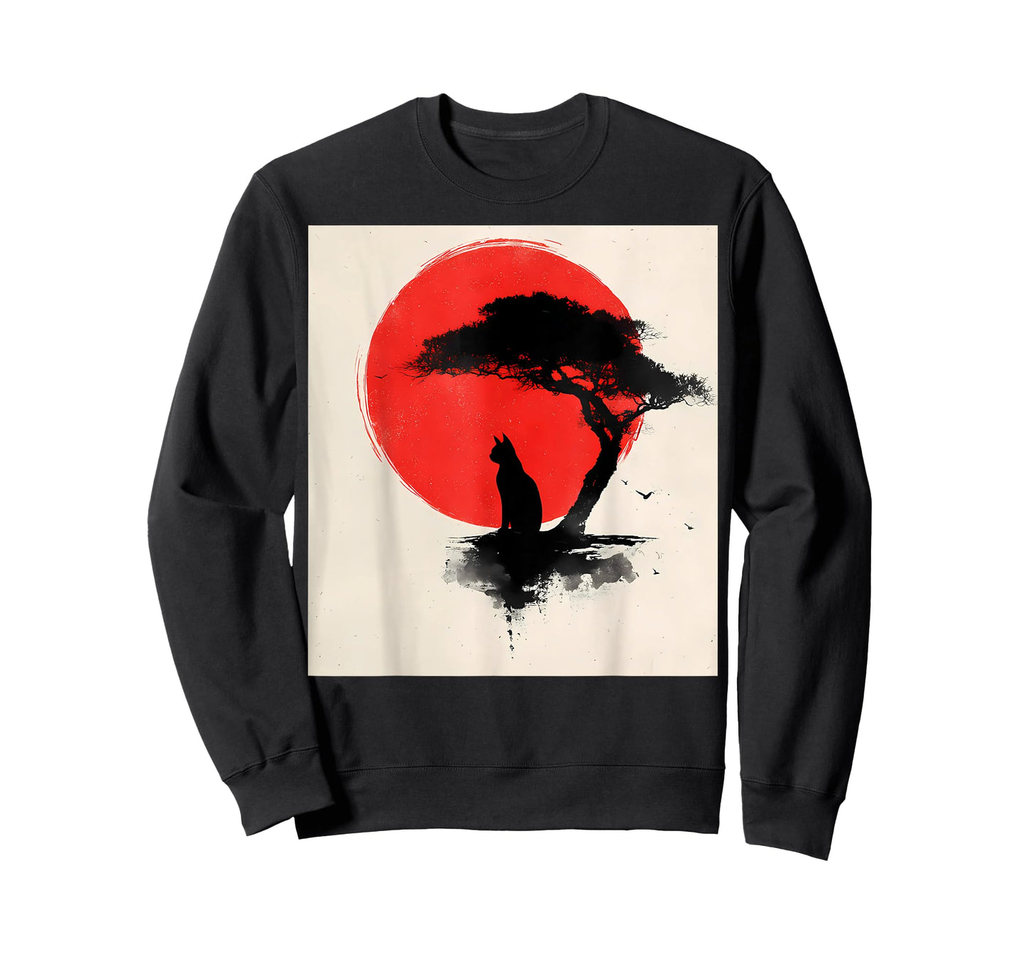 Black Cat Japanese Theme Vintage Japan Art Retro Print T-Shirt