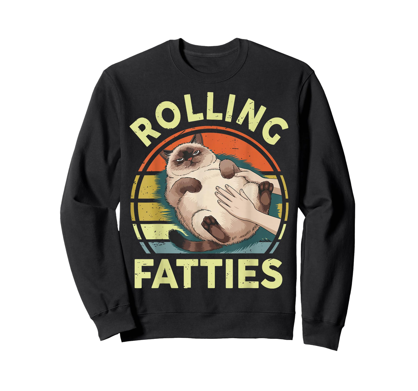Funny Rolling Fatties Siamese Cat Breed Mom Dad Kitten Retro T-Shirt