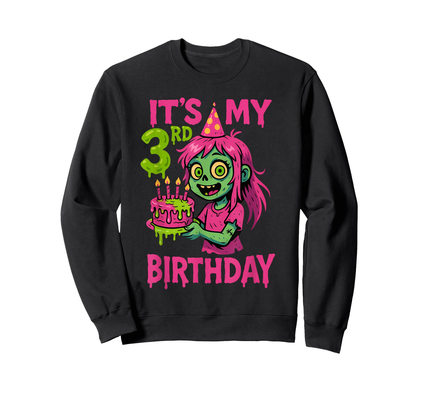 It's My 3rd Birthday Zombie Girl Pink Zombie 3 Year Old Kids T-Shirt