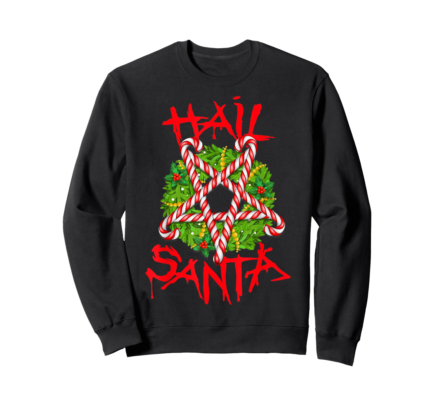 Christmas Hail Santa Candy Cane Pentagram Evil Krampus Satan T-Shirt