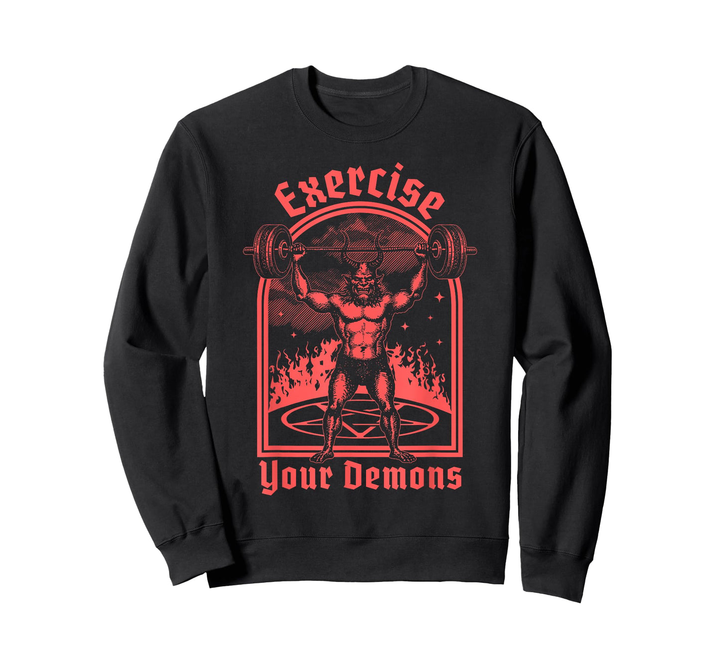 Exercise Your Demons - Satanic Baphomet Satan Funny Workout T-Shirt
