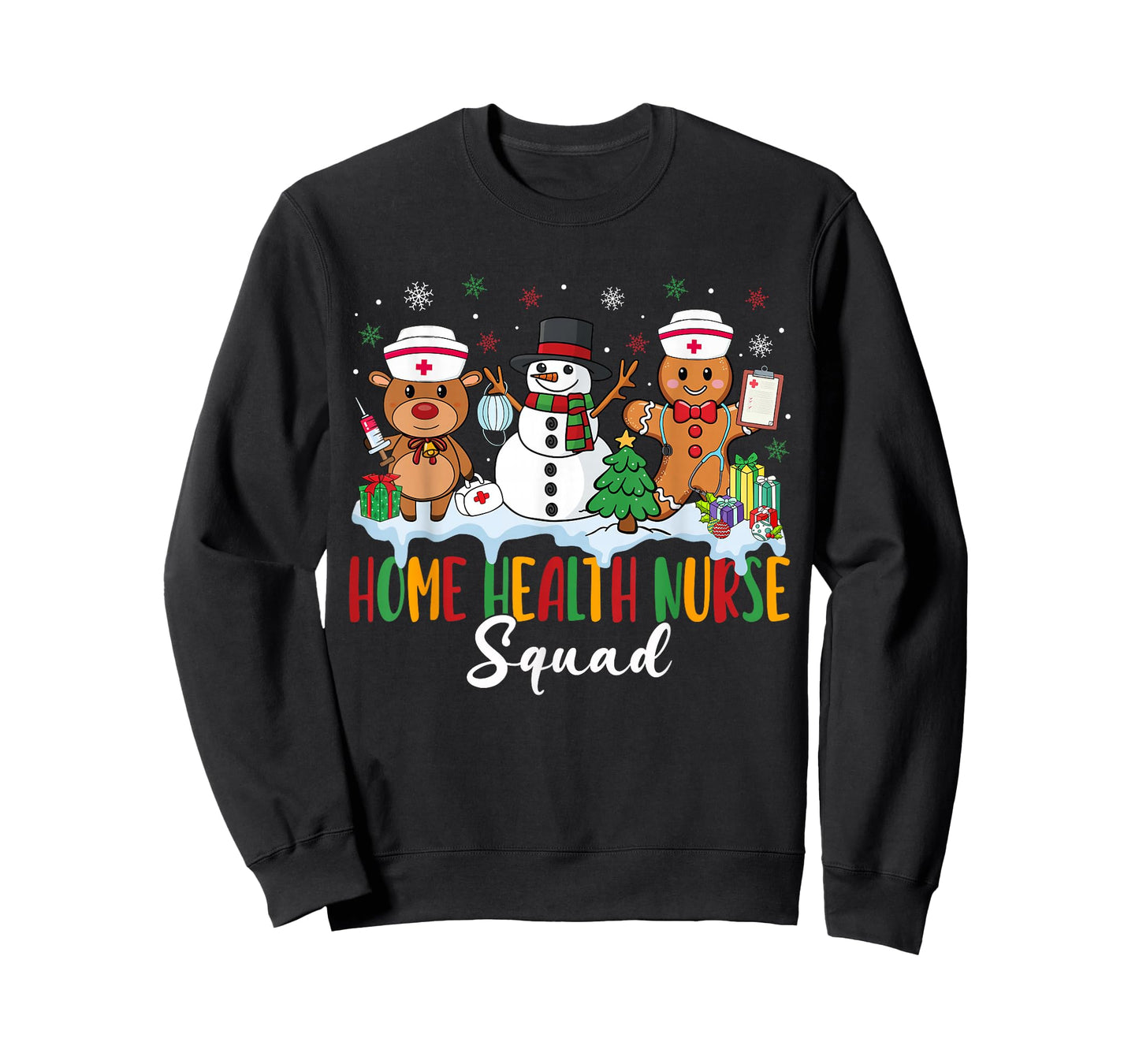 Home Health Nurse Squad Reindeer Gingerbread Christmas T-Shirt