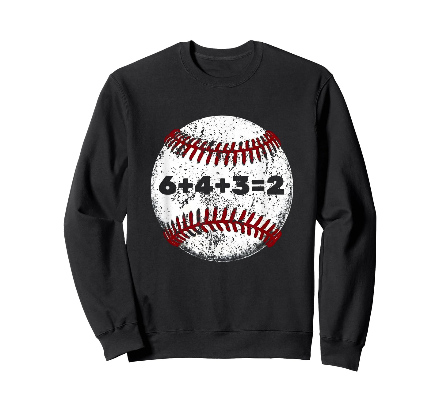 White Baseball red Stitches Sport Graphic Funny 6+4+3=2 T-Shirt