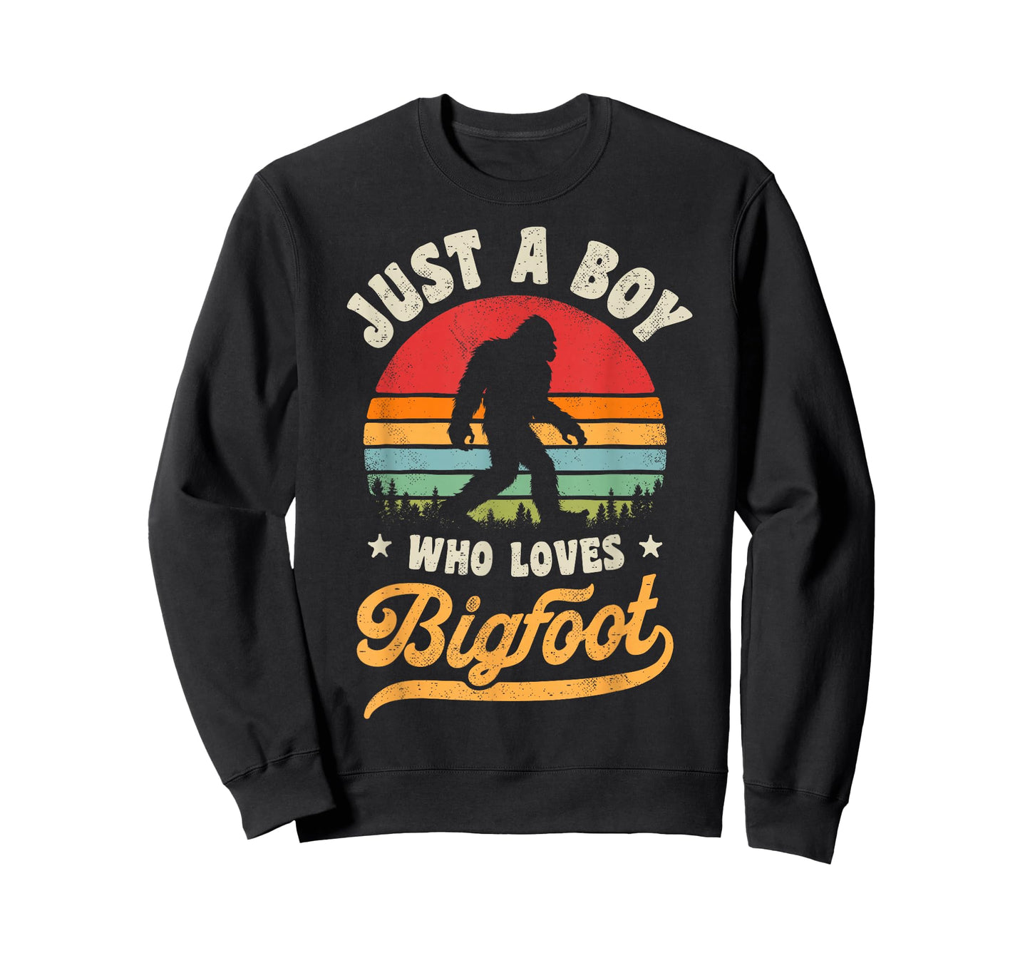 Bigfoot Just A Boy Who Loves Sasquatch Funny Retro Vintage T-Shirt