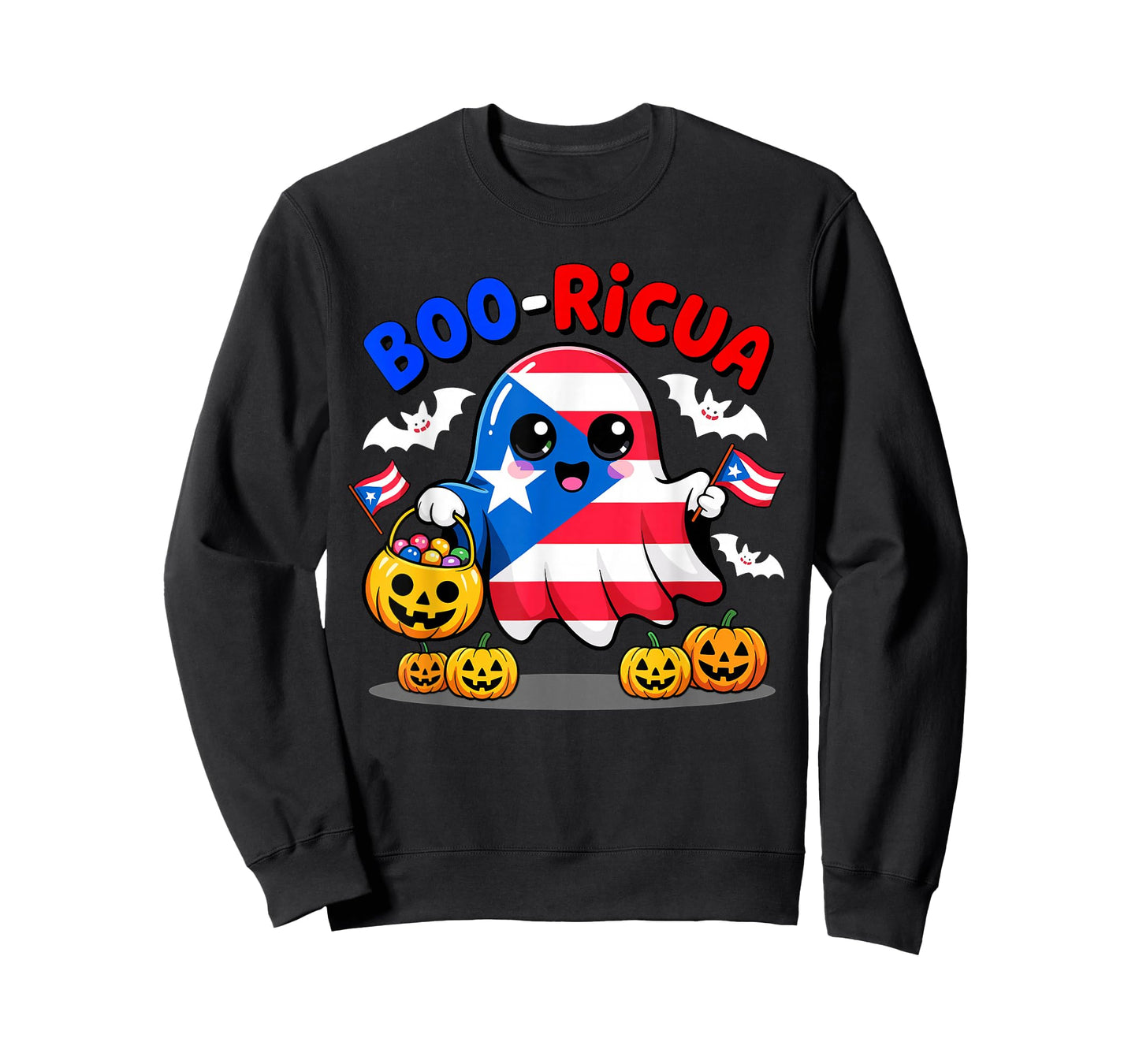 Boo Ricua Puerto Rico Flag Funny Ghost Halloween Costume T-Shirt