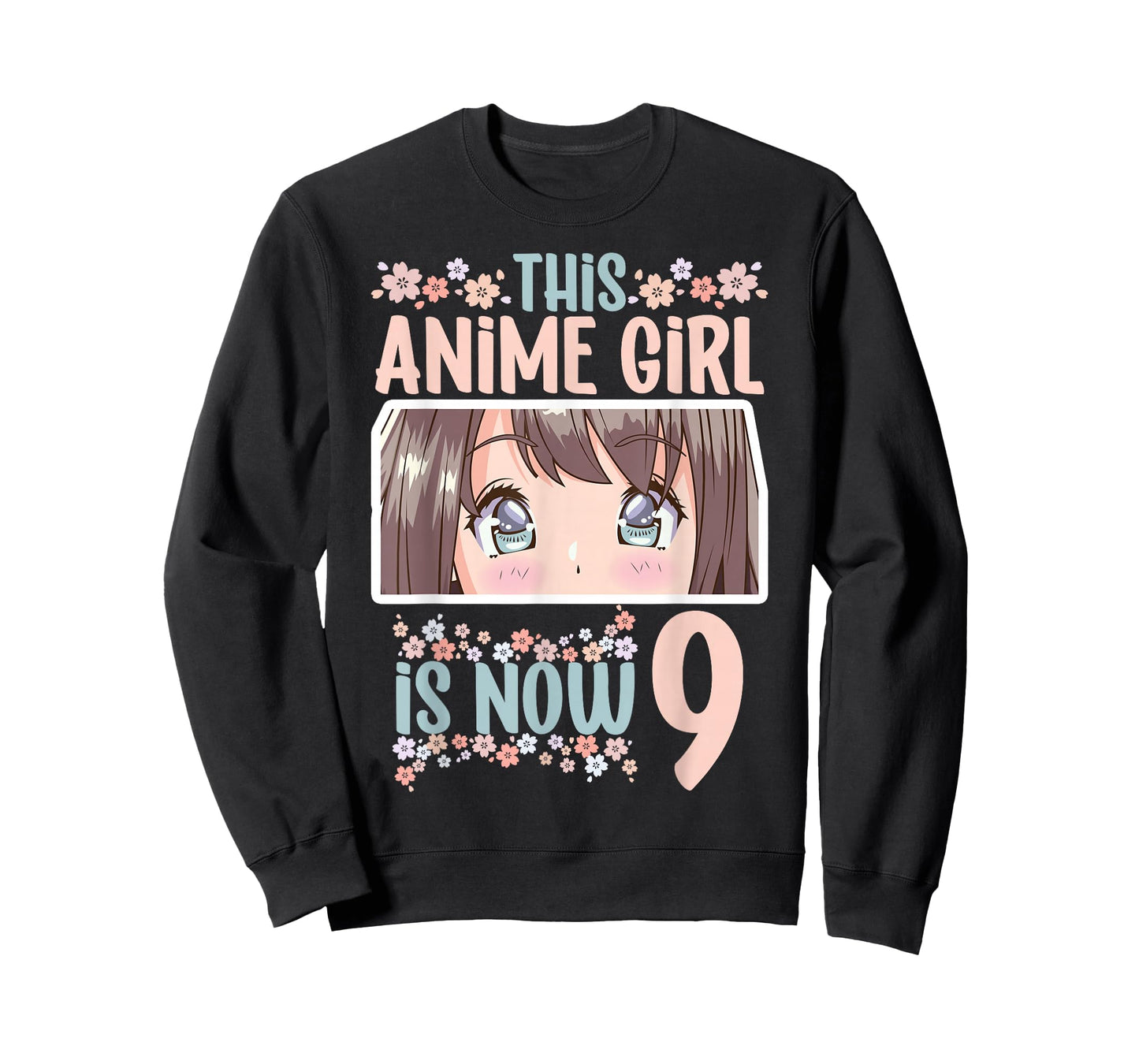 This Anime Girl Is Now 9 Years Old Kawaii Birthday T-Shirt