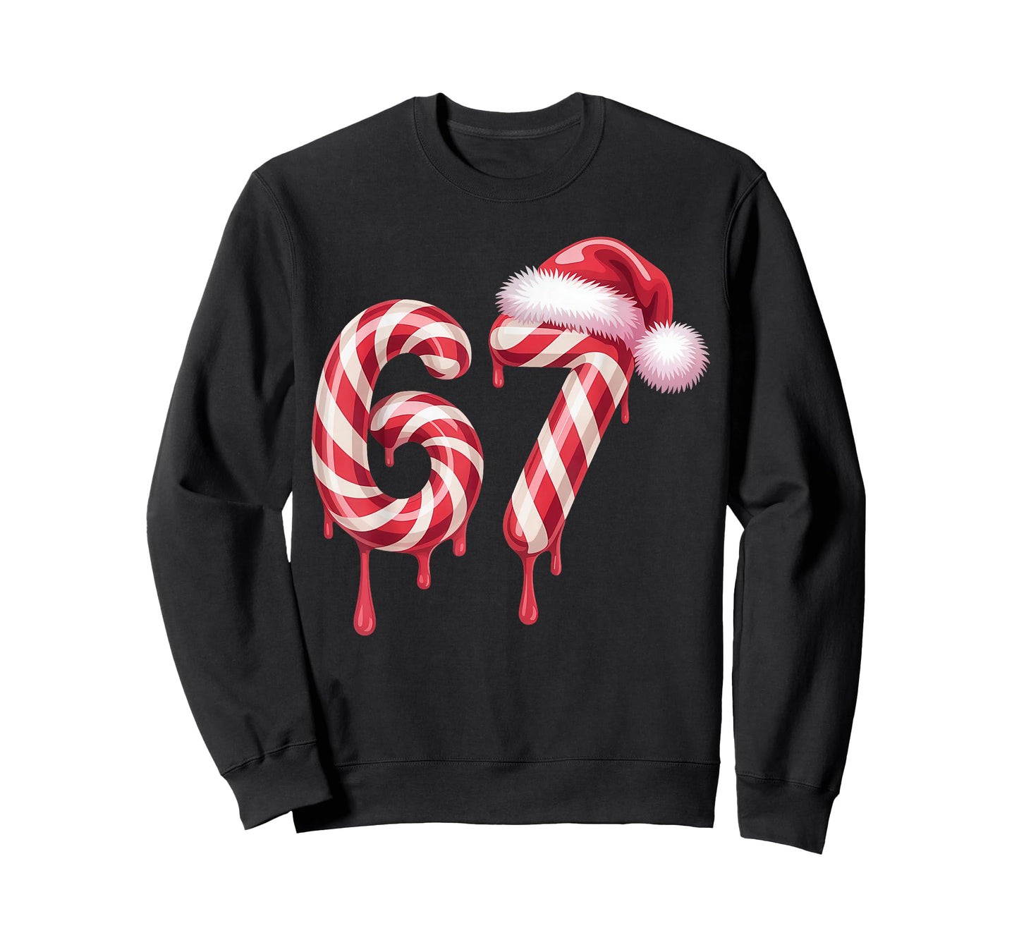 Melting Candy Cane 67 Christmas, Santa Hat Holiday T-Shirt