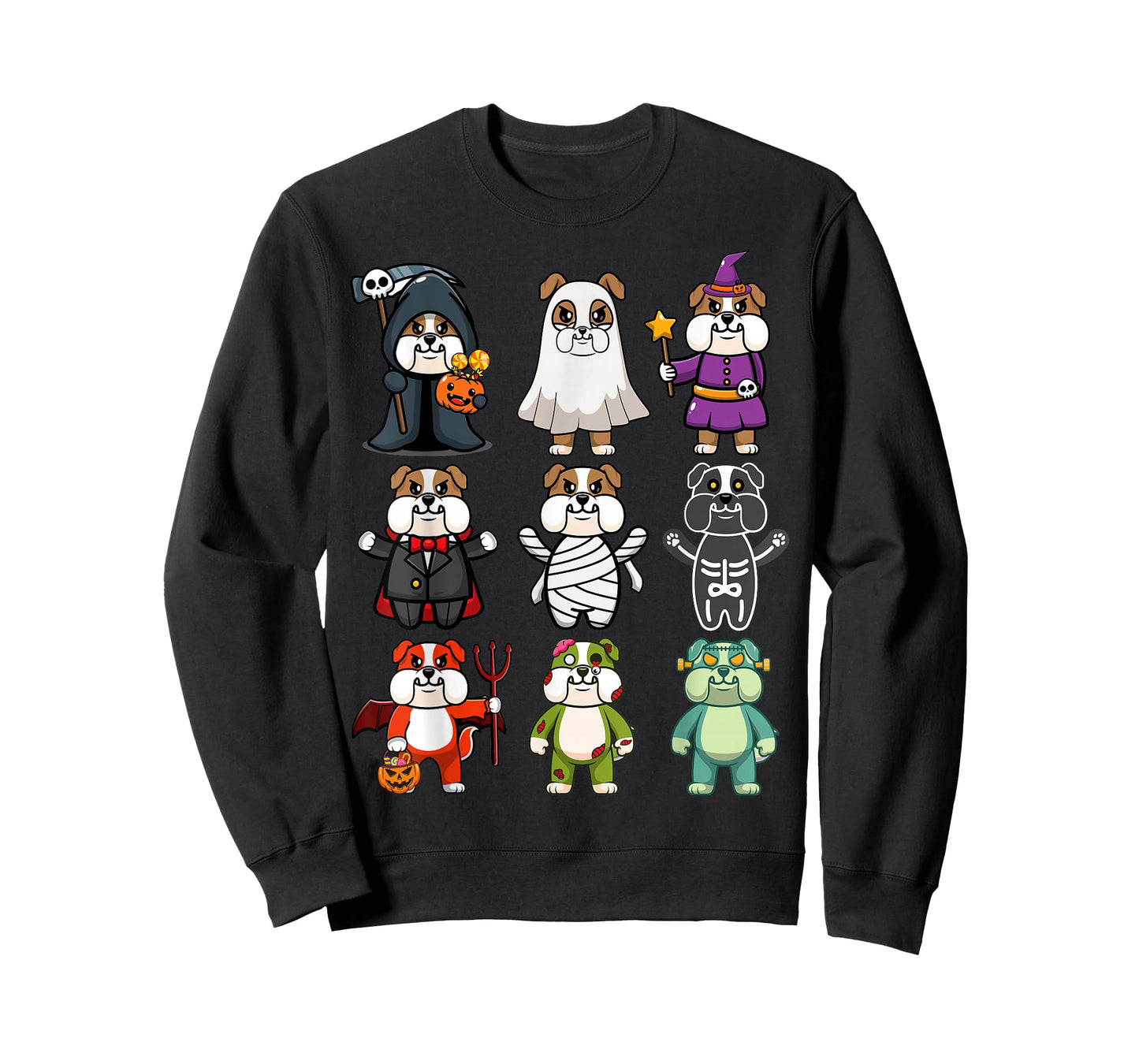 Bulldog Spooky Boo-Jee Horror Pumpkin Bulldog Halloween T-Shirt