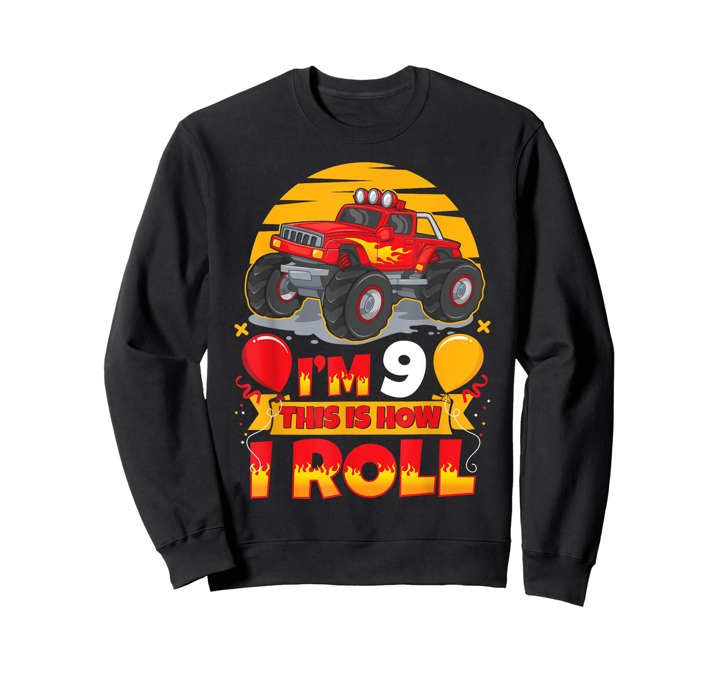 Hot Wheels Birthday I'm 9 This Is How I Roll Monster Truck T-Shirt