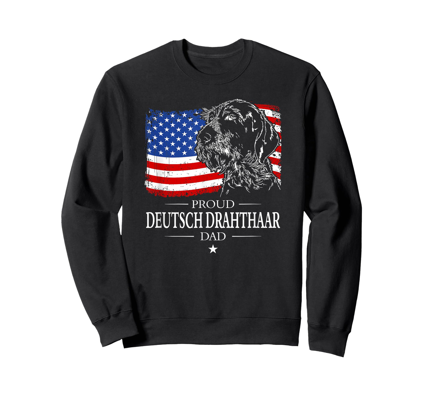Proud Deutsch Drahthaar Dad American Flag patriotic dog gift T-Shirt for Men