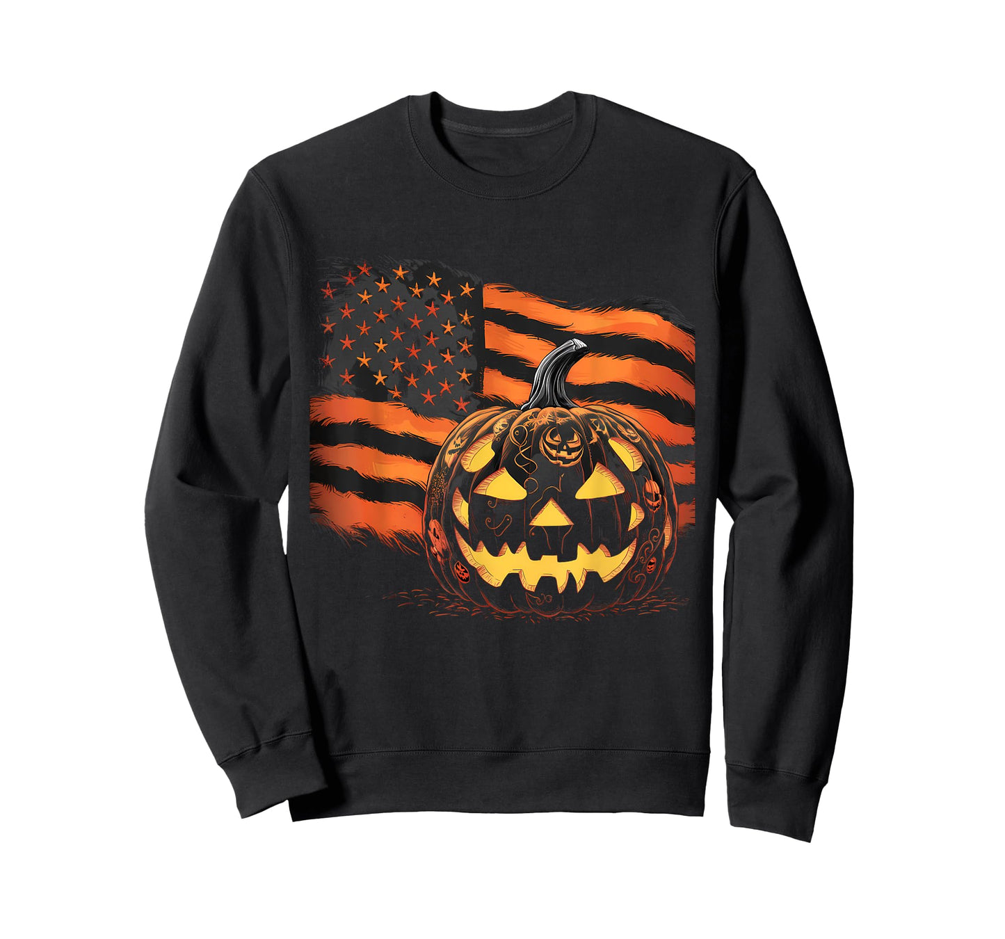 Halloween Tshirt Pumpkin American Flag Horror Party Costume T-Shirt