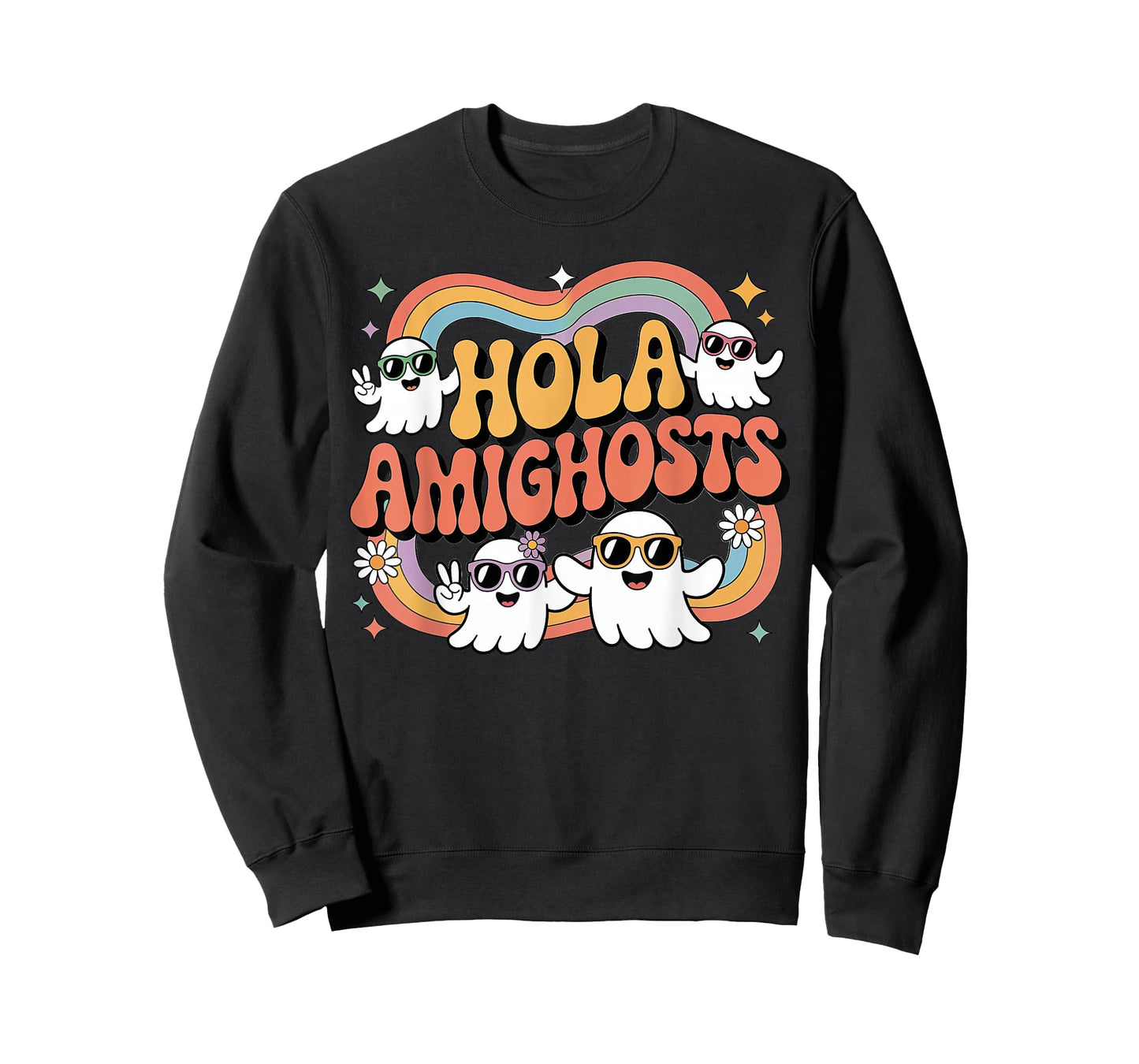 Hola Amighosts Ghost Funny Halloween Costume Spanish Groovy T-Shirt