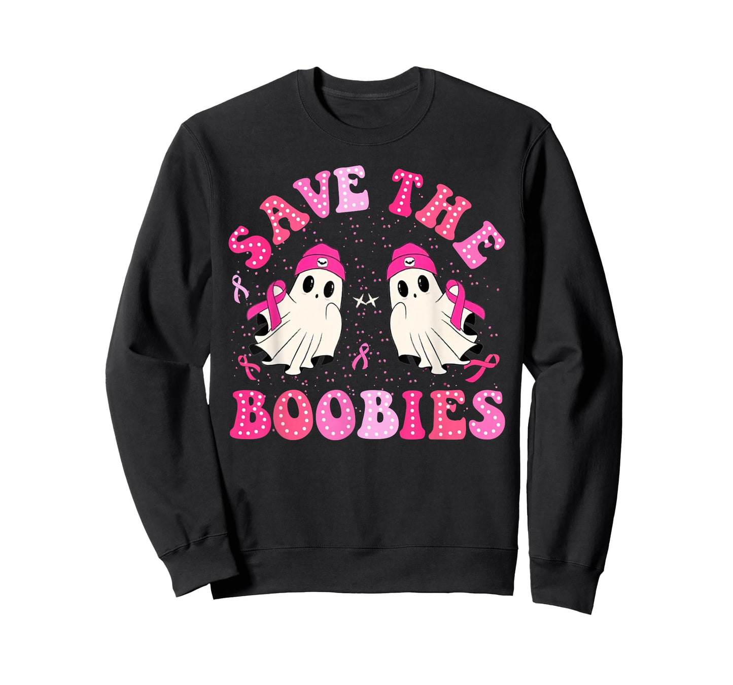 Save The Boobies For Breast Cancer Halloween Ghost T-Shirt