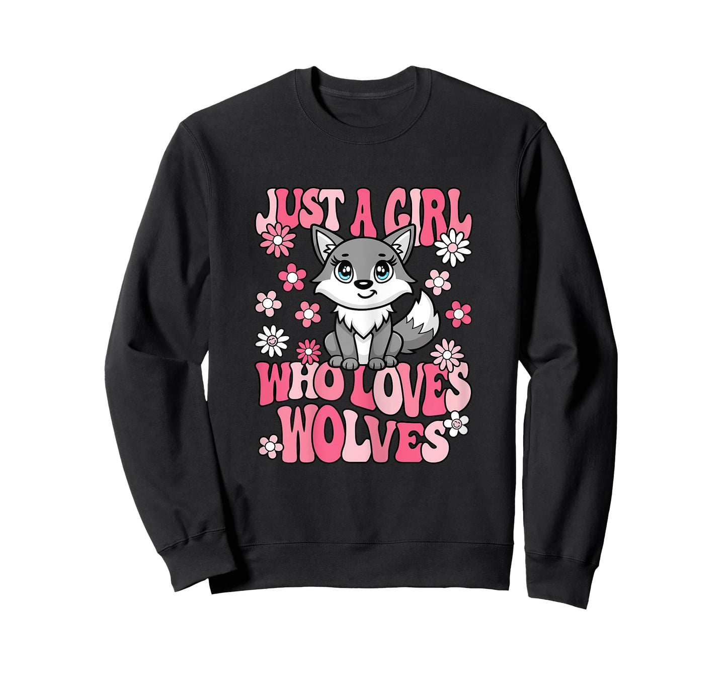 Just A Girl Who Loves Wolves Cute Wolf Lover Girls Kids T-Shirt