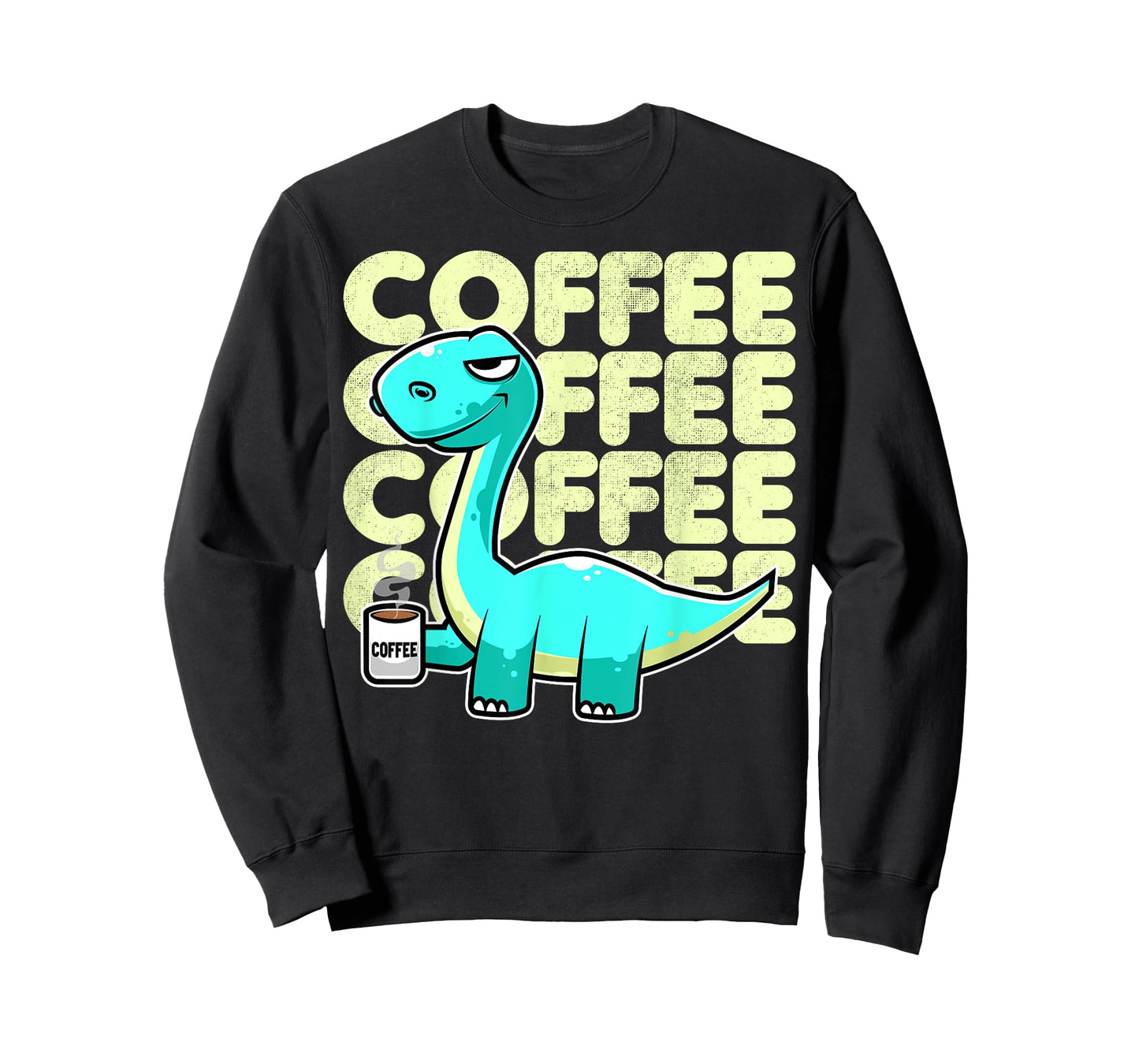 Cute Dinosaur Drinking Coffee Kawaii Neko Anime T-Shirt