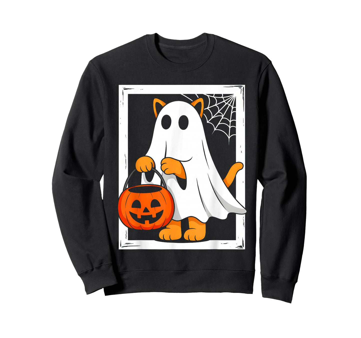 Cute Ghost Cat Men Women Kids Halloween Funny Ghost T-Shirt
