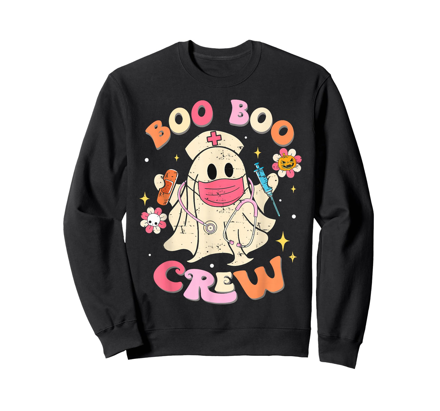 Boo Boo Crew Nurse Shirt Funny Ghost Retro Halloween Nurse T-Shirt