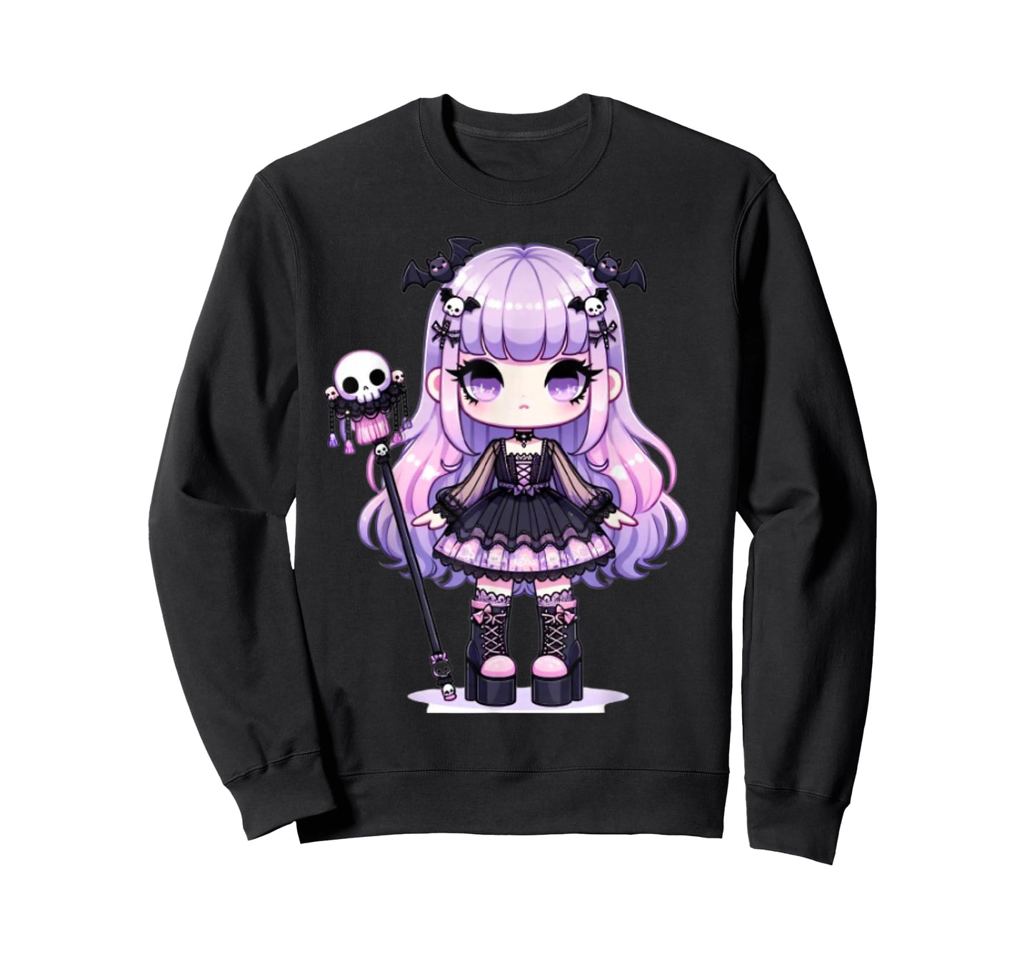 Lilac Chibi Pastel Goth Girl Kawaii Creepy Cute Anime T-Shirt