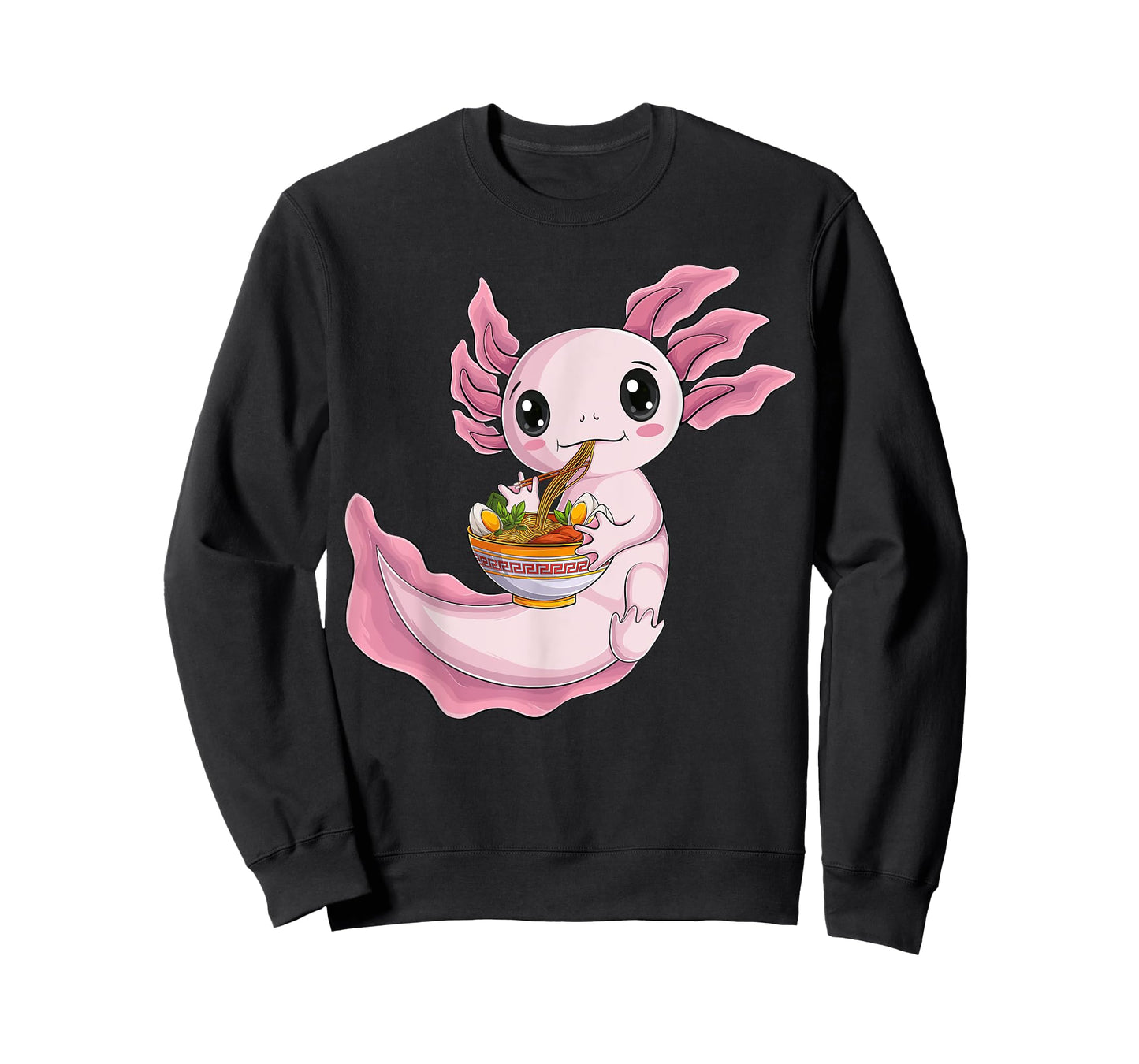 Kawaii Axolotl eat Ramen Japanese Anime Noodles Kids Men T-Shirt Small
