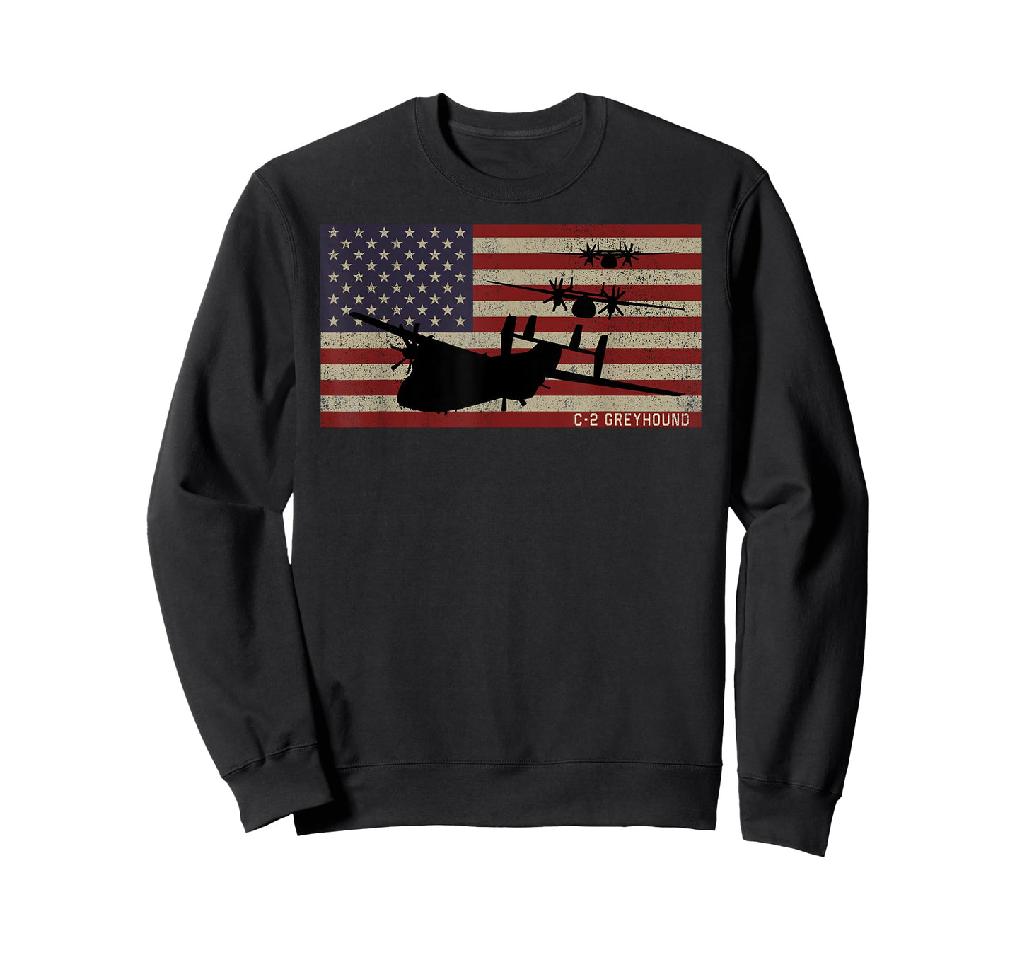 C-2 Greyhound Cargo Plane Vintage American Flag T-Shirt