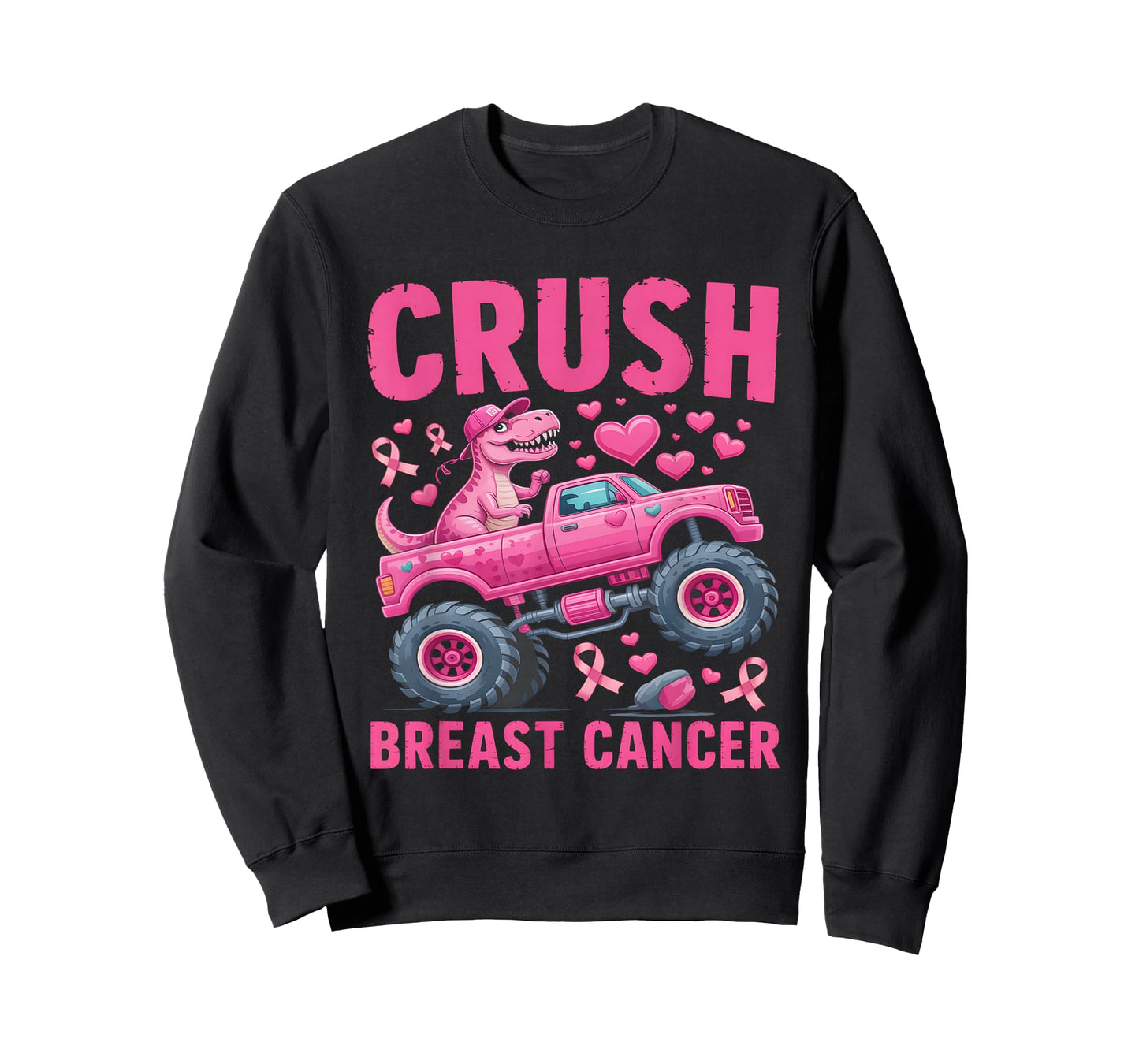 Crush Breast Cancer Awareness Monster Truck Toddler Boy Kids T-Shirt