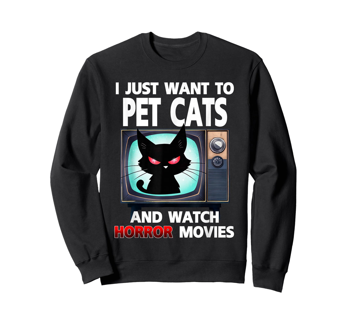 I Just Want To Pet Cats And Watch Horror Movies Halloween T-Shirt