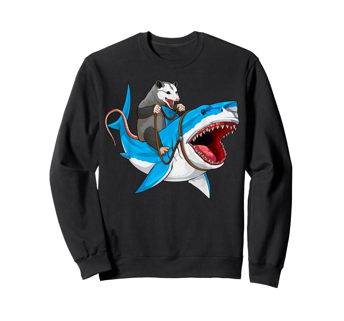 Funny Opossum Riding Shark Possum Trash Marsupial Mashup T-Shirt