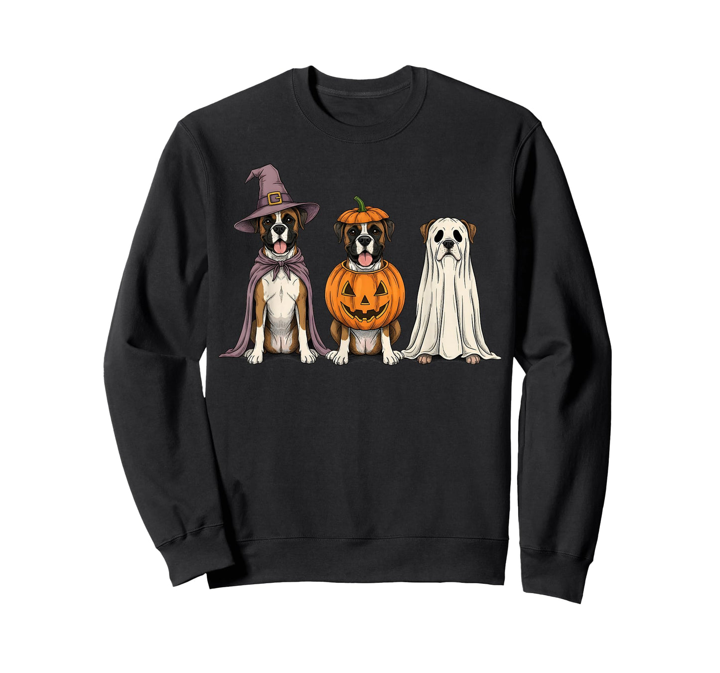 Spooky Ghost Boxer Dog Lover Pumpkin Halloween T-Shirt