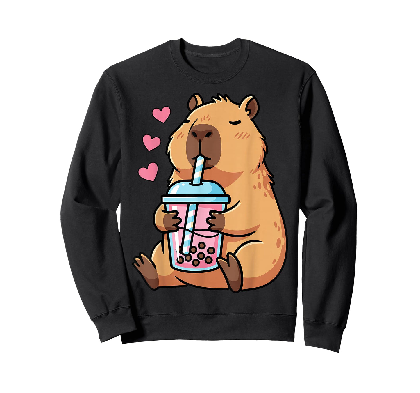 Capybara Drinking Bubble Tea Kawaii Anime T-Shirt