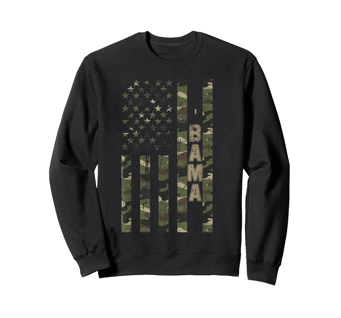 'Bama United States Alabama Distressed Camo w US Flag T-Shirt
