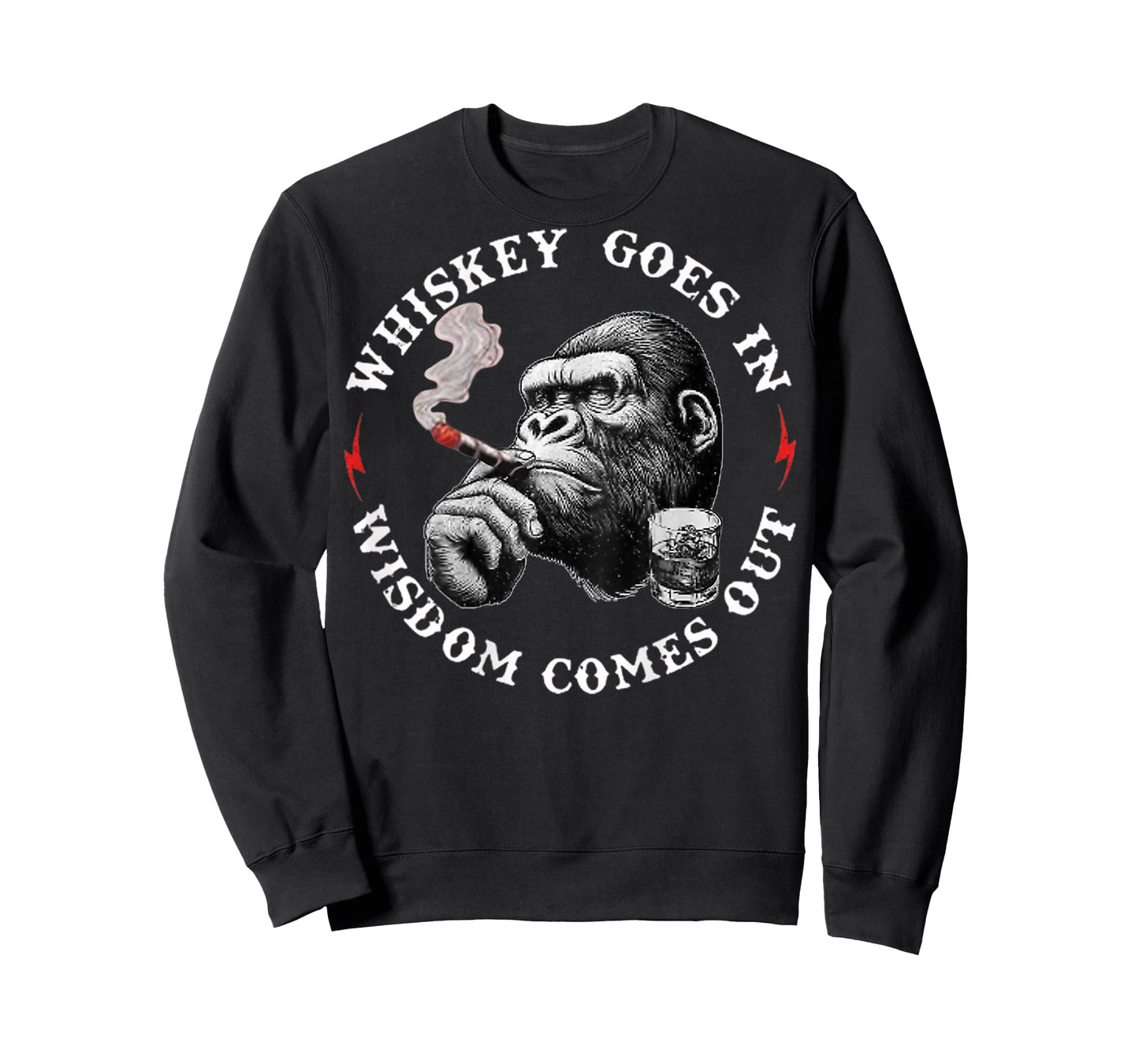 Whiskey Goes in Wisdom Comes Out Funny Monkey T-Shirt
