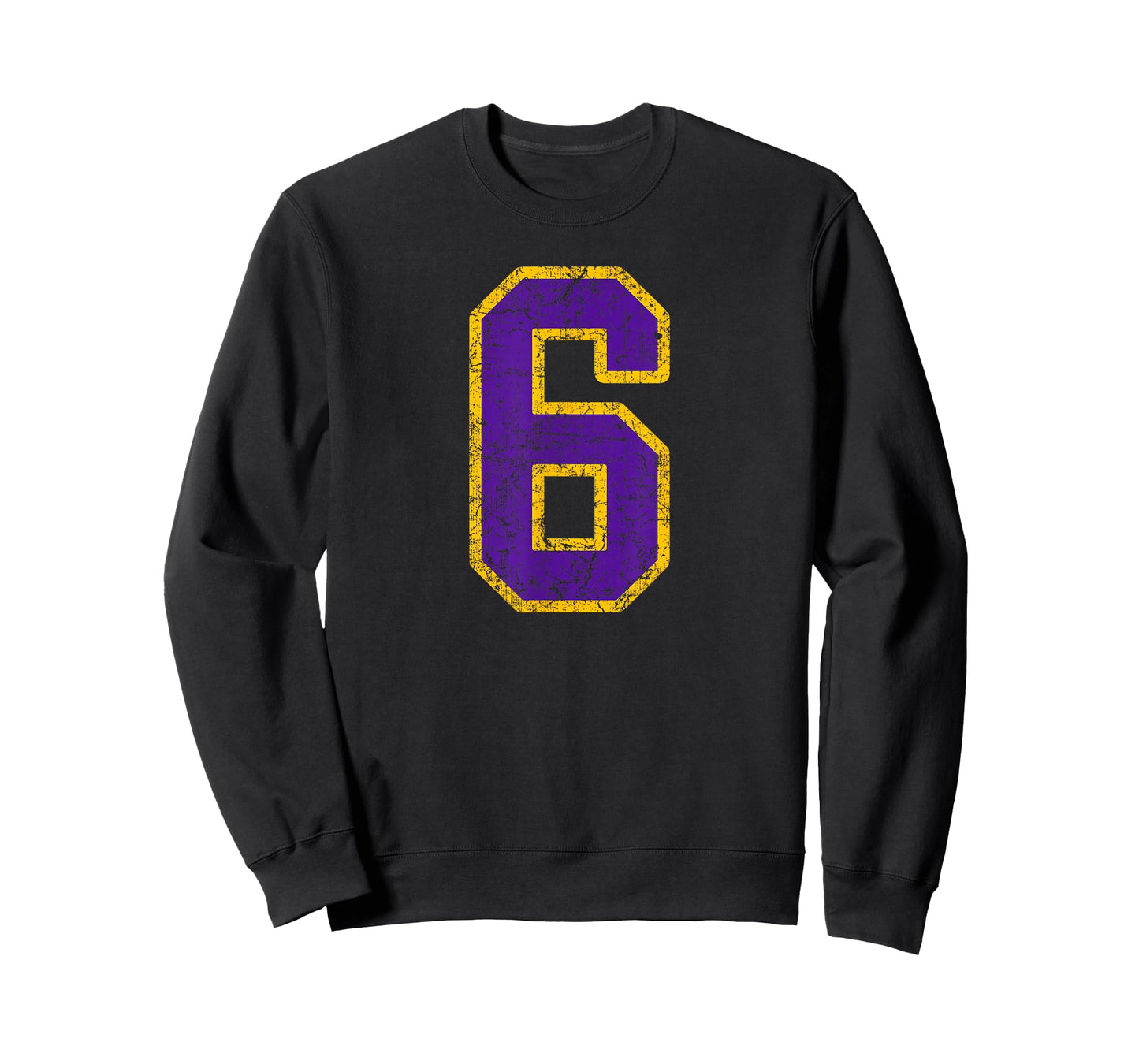 Purple Gold Number 6 Jersey Player Uniform #6 Grunge T-Shirt