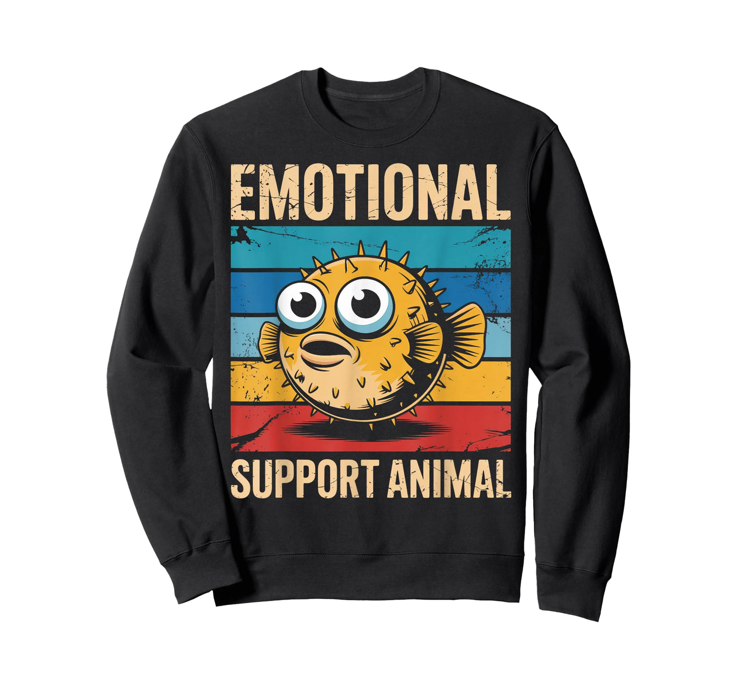 Emotional Support Animal Fishing Fish Vintage Pufferfish T-Shirt