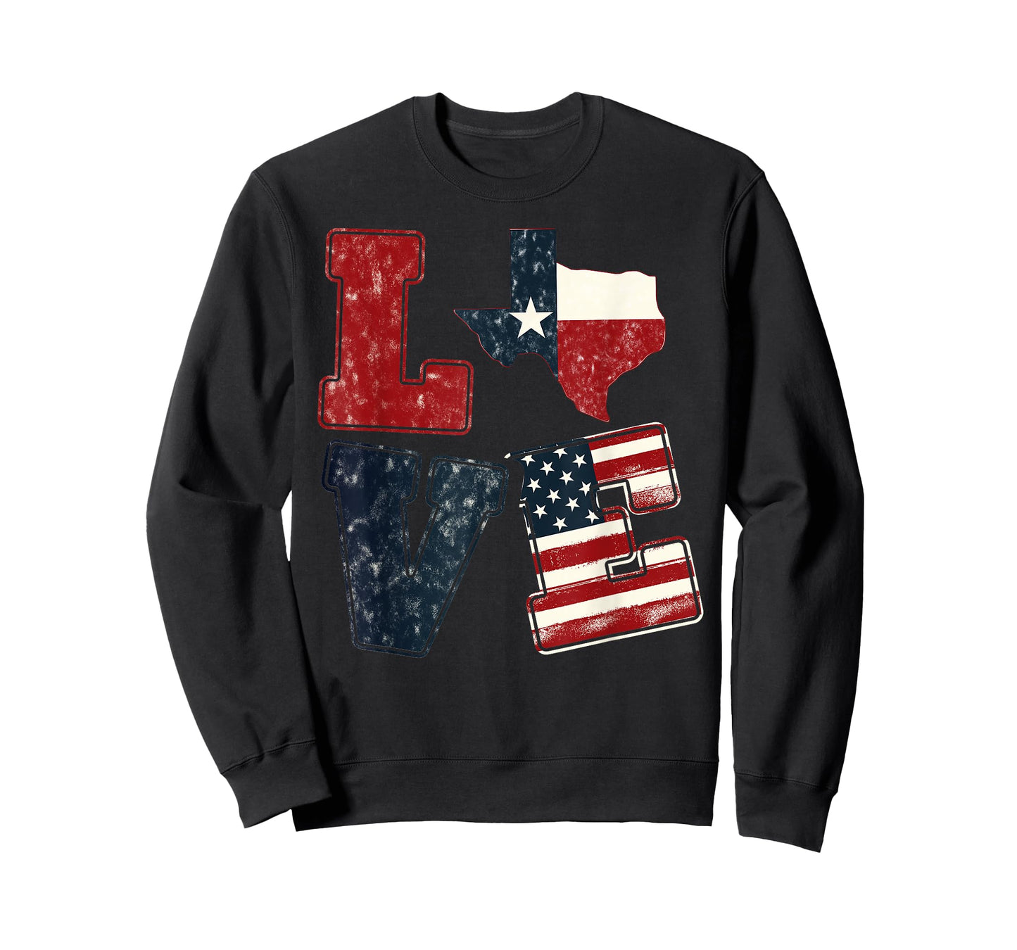 Distressed Retro TX 4th July American Flag I Love Texas Flag T-Shirt