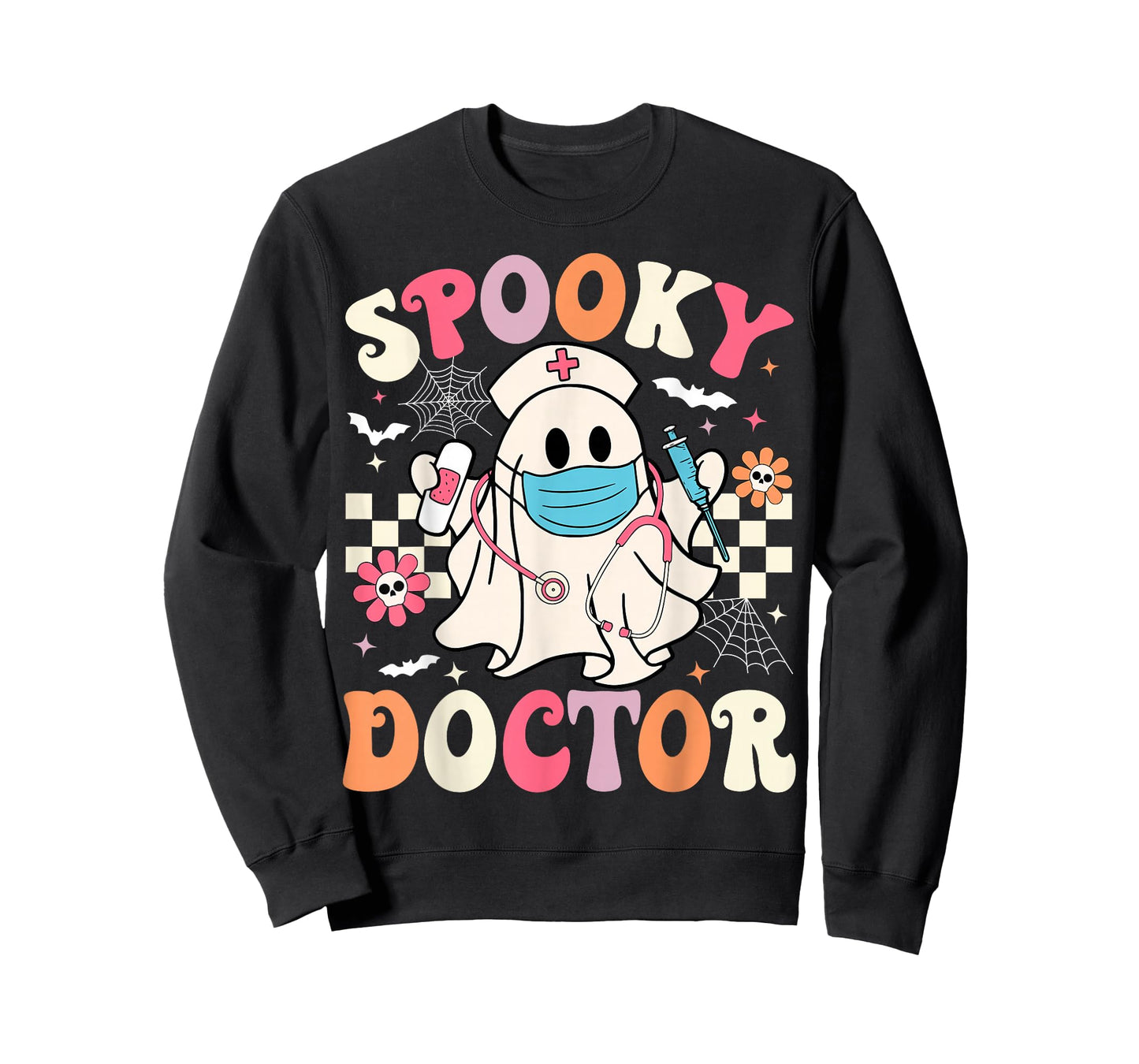 Spooky Doctor Ghost Halloween Cute Groovy Doctor Halloween T-Shirt