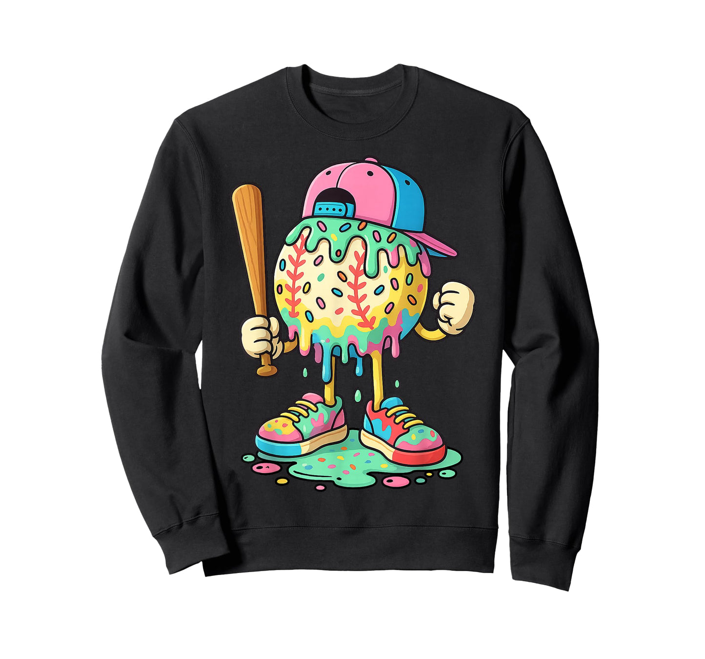 Baseball Drip for Boys Ice Cream Drip Baseball Sport T-Shirt
