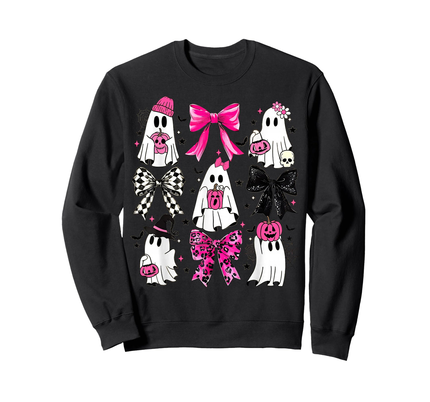 Cute Ghost Coquette Aesthetic Pink Bows Spooky Season Girl T-Shirt