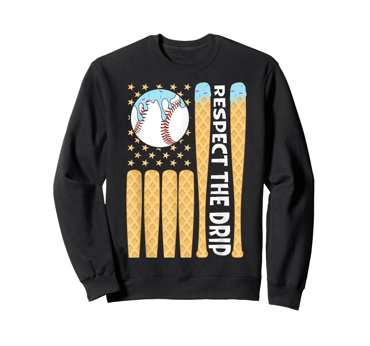 Baseball Drip Boys Ice Cream American Flag Respect The Drip T-Shirt