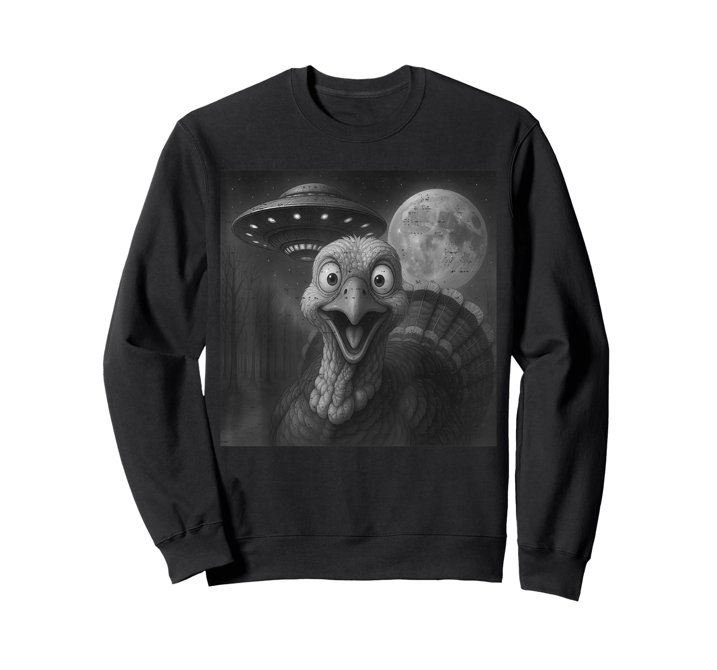 Turkey UFO Selfie Funny Thanksgiving Alien Boy Teen Girl Kid T-Shirt