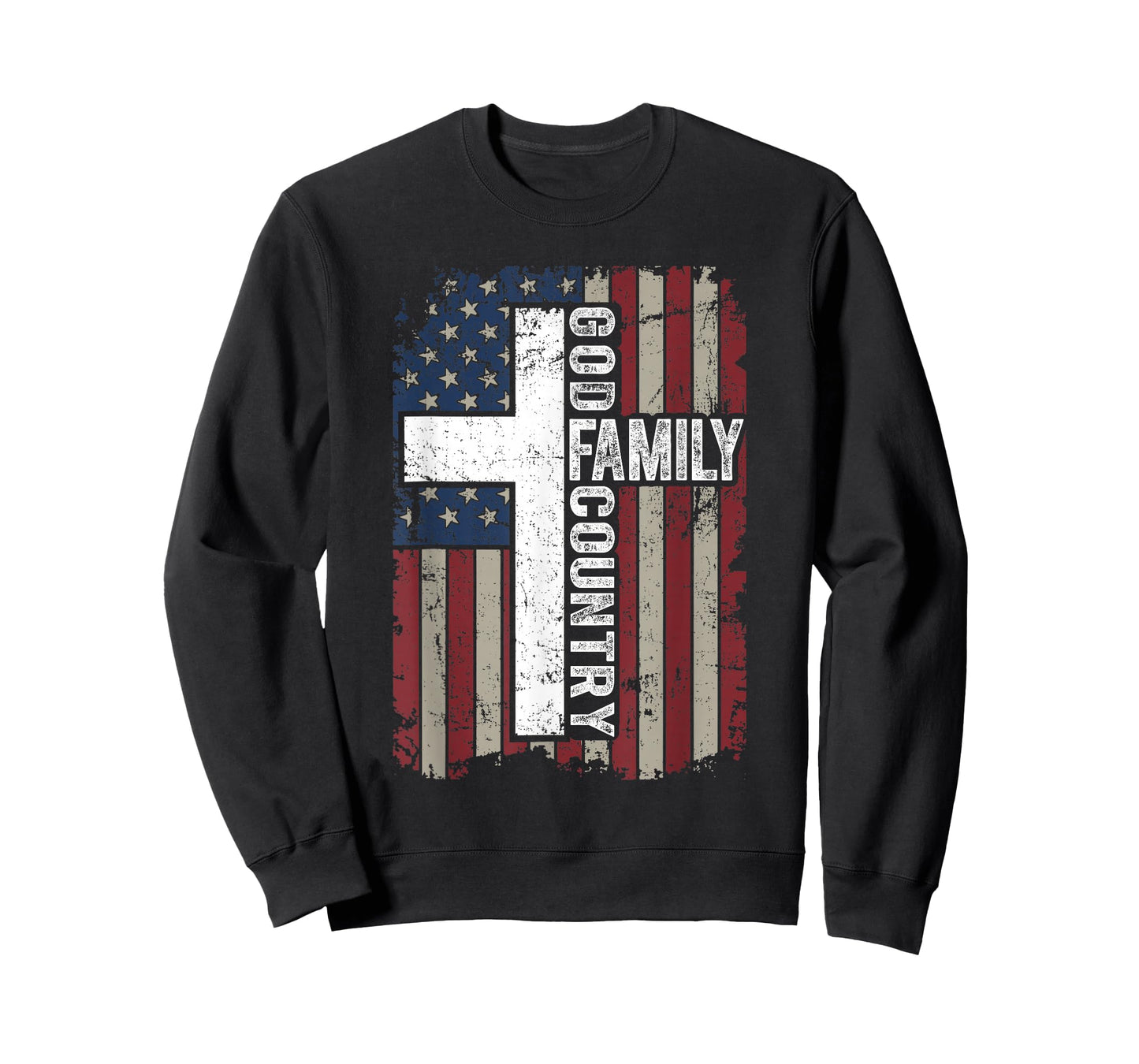 God Family Country Patriotic Christian Vintage USA Flag T-Shirt