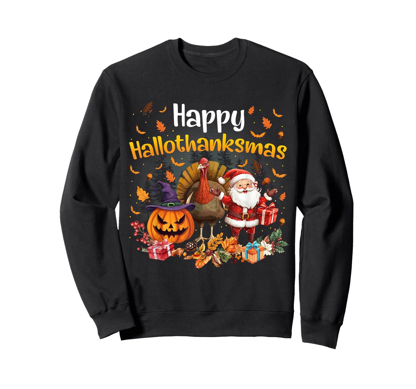 Happy HalloThanksMas Shirt Funny Halloween Thanksgiving Xmas T-Shirt